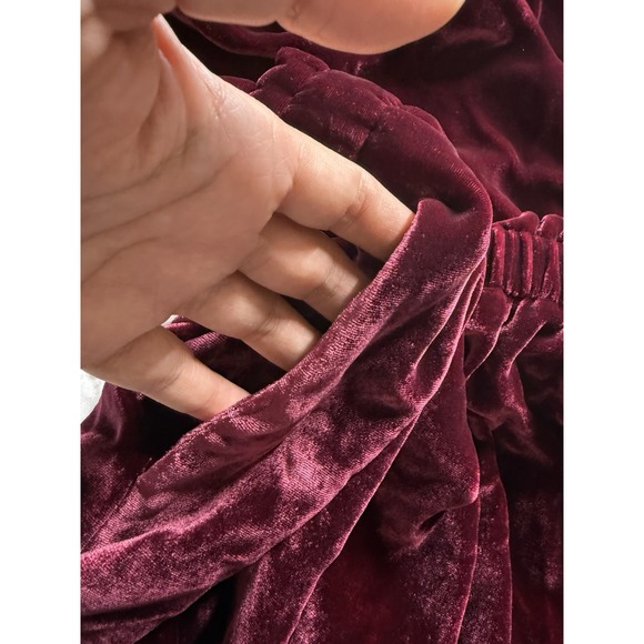 Aritzia Y2K Burgundy‎ Velvet Velour Whimsigoth Dark Romantic Mini Dress Med - Picture 5 of 8